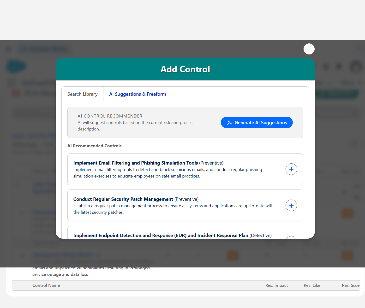 RCSA - AI Control Suggestions